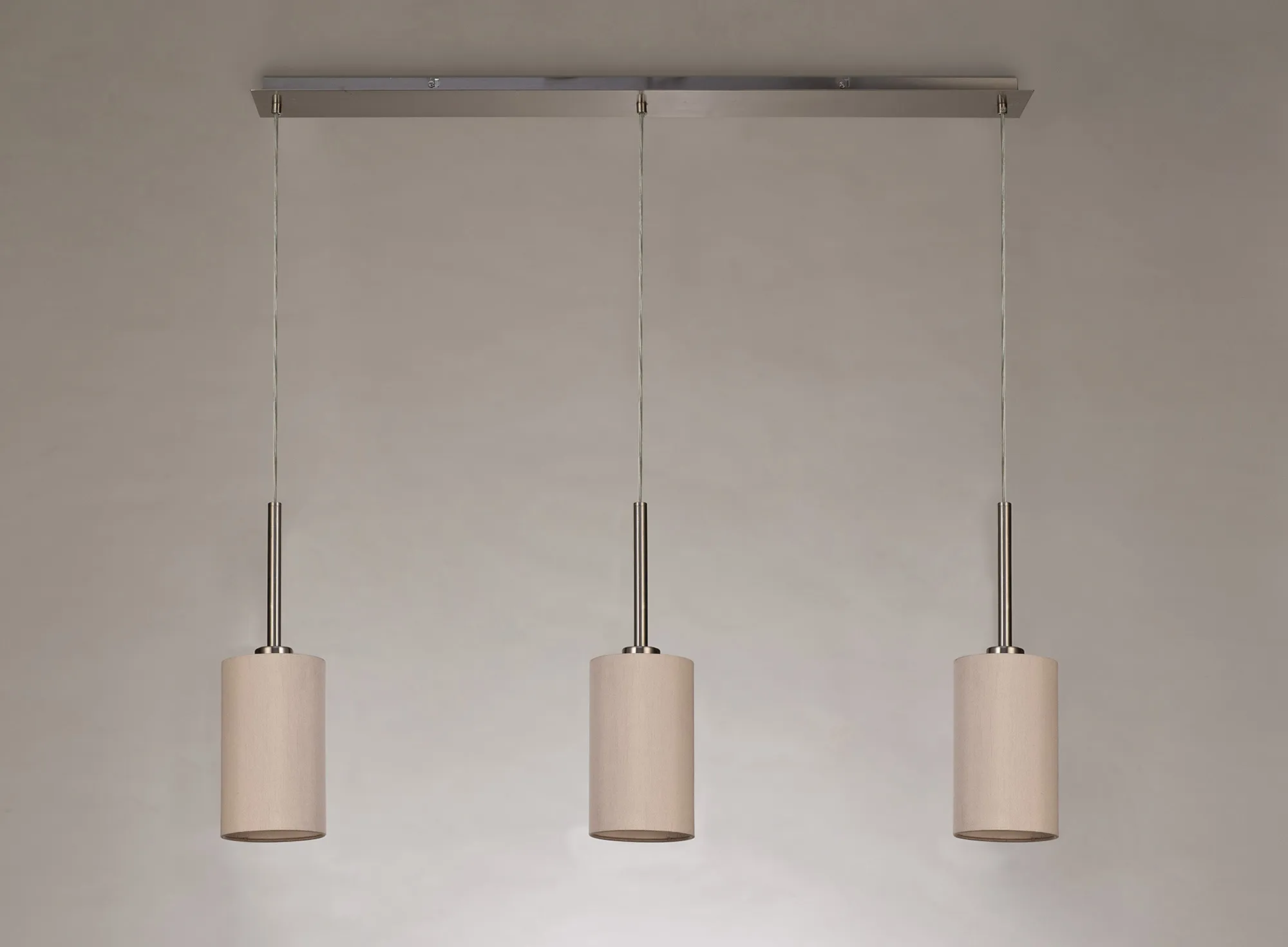 Baymont 12cm Shade 3 Light Pendant Satin Nickel; Nude Beige/Moonlight DK0777  Deco Baymont SN NU